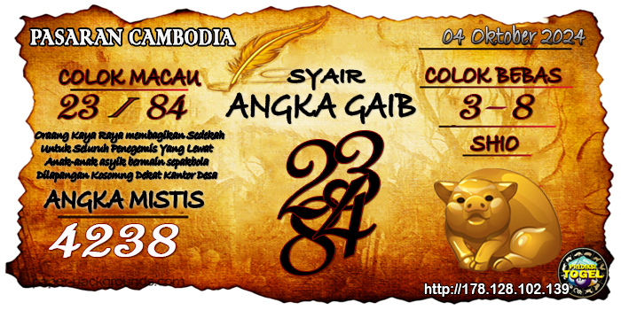 Prediksi Togel Cambodia Jumat 04 Oktober 2024