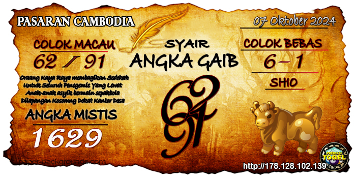 Prediksi Togel Cambodia Senin 07 Oktober 2024