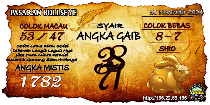 Prediksi Togel Bullseye Jumat 01 November 2024