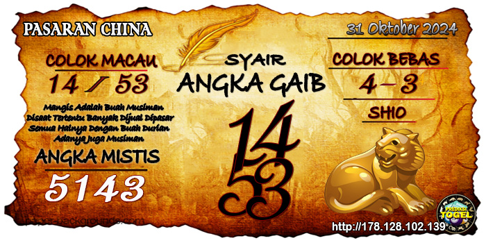 Prediksi Togel China Kamis 31 Oktober 2024