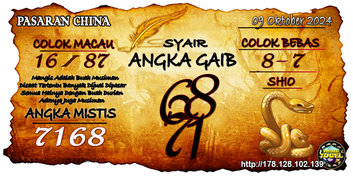 Prediksi Togel China Rabu 09 Oktober 2024