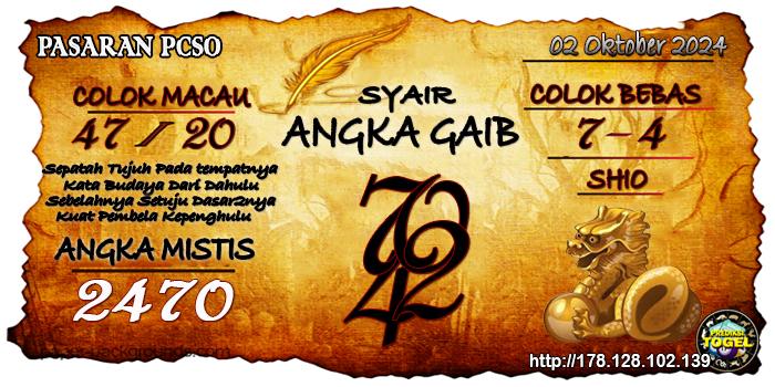 Prediksi Togel Pcso Rabu 02 Oktober 2024