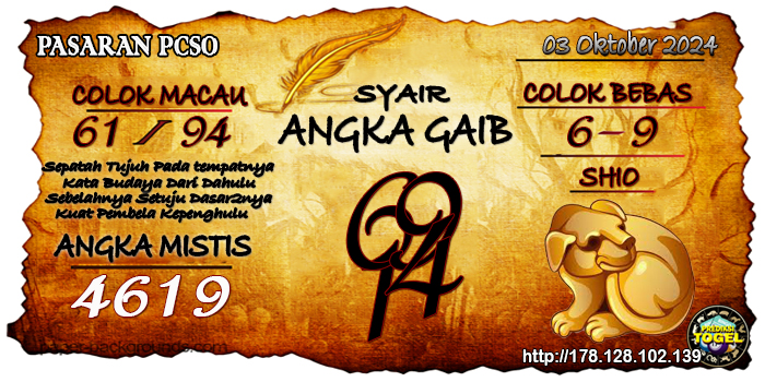 Prediksi Togel Pcso Kamis 03 Oktober 2024