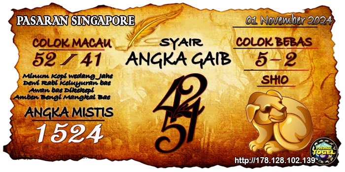 Prediksi Togel Singapore Jumat 01 November 2024