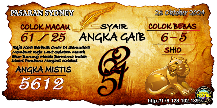 Prediksi Togel Sydney Rabu 23 Oktober 2024