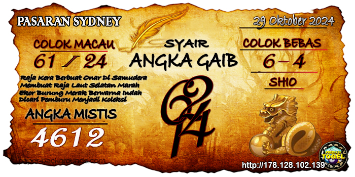 Prediksi Togel Sydney Selasa 29 Oktober 2024