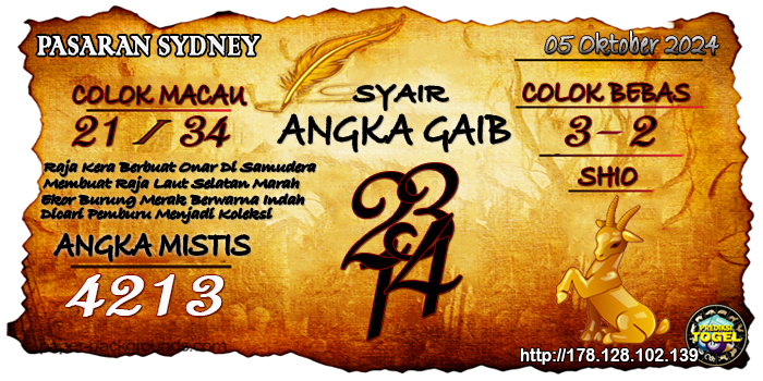 Prediksi Togel Sydney Sabtu 05 Oktober 2024