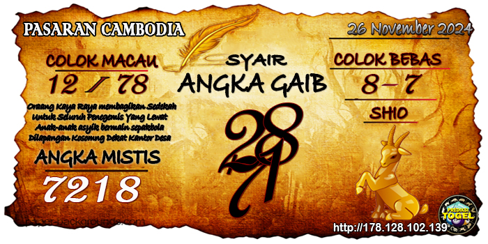 Prediksi Togel Cambodia Selasa 26 November 2024