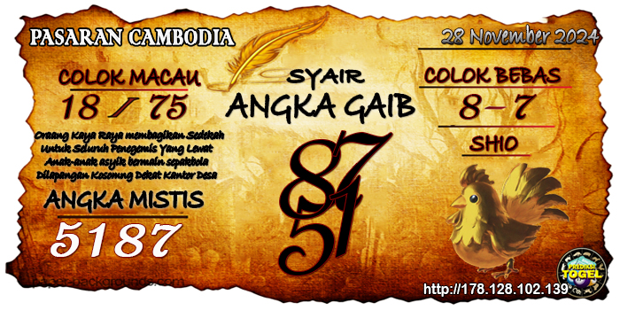 Prediksi Togel Cambodia Kamis 28 November 2024