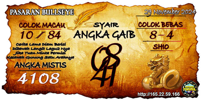 Prediksi Togel Bullseye Jumat 29 November 2024