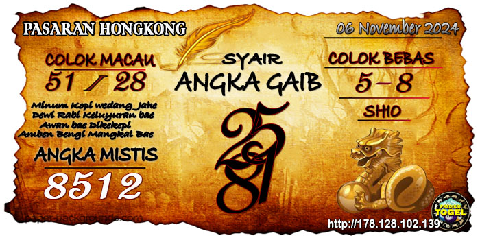 Prediksi Togel Hongkong Rabu 06 November 2024