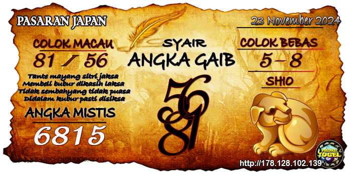 Prediksi Togel Japan Sabtu 23 November 2024