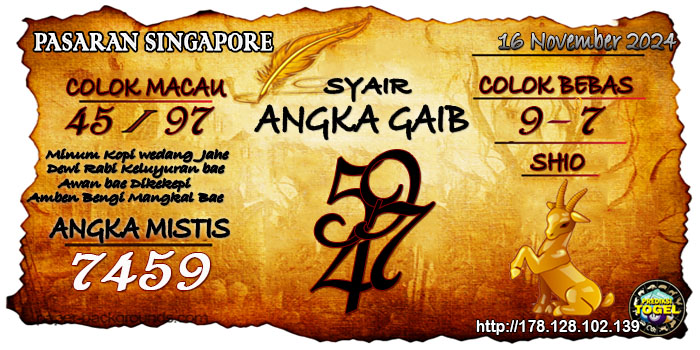 Prediksi Togel Singapore Sabtu 16 November 2024