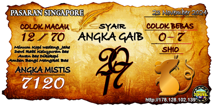 Prediksi Togel Singapore Sabtu 23 November 2024