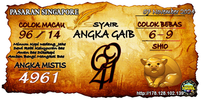 Prediksi Togel Singapore Kamis 07 November 2024