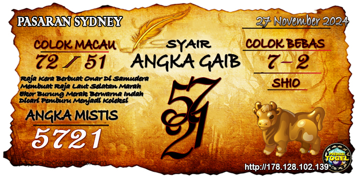 Prediksi Togel Sydney Rabu 27 November 2024