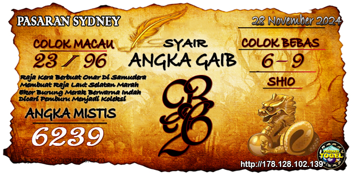 Prediksi Togel Sydney Kamis 28 November 2024