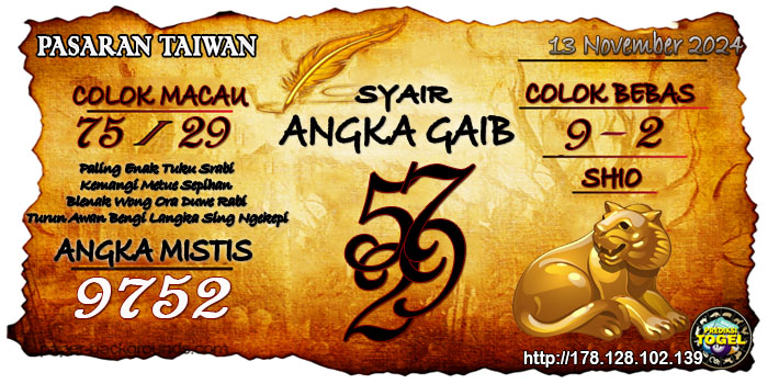 Prediksi Togel Taiwan Rabu 13 November 2024