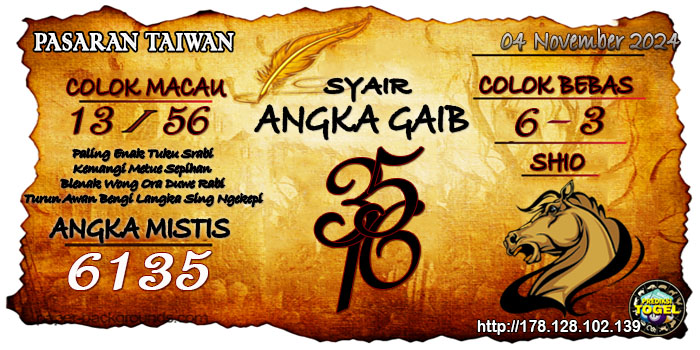 Prediksi Togel Taiwan Senin 04 November 2024